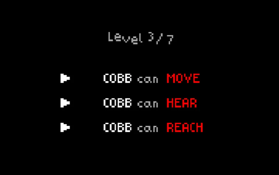 Cobb Can Move — reglas y objetivos del nivel en pantalla